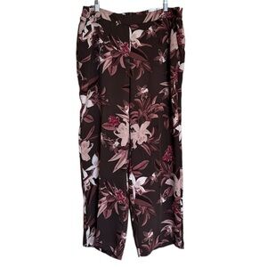 Chico's Black and Pink Floral Wide Leg Pants